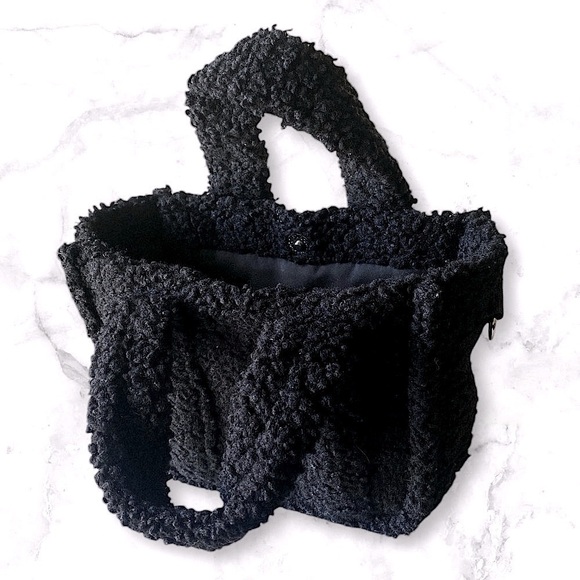 SHERPA MINI BUCKET CROSSBODY BAG Black 9x7x4” Shoulder Strap Goth Dark Lolita - Picture 3 of 7